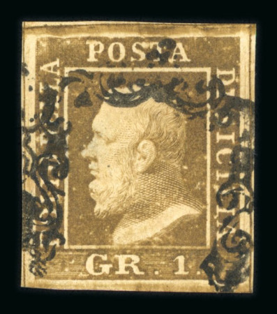 Stamp of Italian States » Sicily » 1 Grano, Plate I » Retouches Sicily 1859 1Gr plate I, state I bruno ruggine pos 59 retouch used