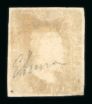 1859 1 Gr. Plate I, state I, deep rust-brown (bruno ruggine intenso), position 87 showing retouch, with four margins. Fresh used example.  Expertise: E.Diena.