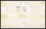 1859 1 Gr. Plate I, state I, deep rust-brown (bruno ruggine intenso), position 87, showing retouch, fine four-margined example, used on cover together with 2 Gr. with slightly poor margin. Some punch file holes present. 