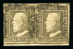 Stamp of Italian States » Sicily » 1 Grano, Plate II » Stamps Sicily 1859 1 Gr. plate II, olive brown (bruno oliva), used horizontal pair
