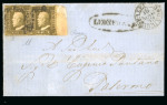 Stamp of Italian States » Sicily » 1 Grano, Plate II » Covers Sicily 1859 (16 May) cover from Leonforte to Palermo, franked 1 Gr. plate II, horizontal right sheet marginal pair