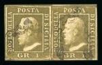 Stamp of Italian States » Sicily » 1 Grano, Plate II » Stamps Sicily 1859 1Gr plate II,  bruno oliva chiaro pair used