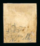 1859 1 Gr. Plate II, greyish olive (oliva grigiastro), position 32, showing double impression, with four close to good margins. Fine used example of this attractive error.  Expertise: Signed "AD" Alberto Diena.