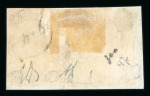 1859 1 Gr. Plate II, light olive-brown (bruno oliva chiaro), position 69 showing retouch, on small piece together with a normal example. A scarce and attractive comparative item illustrating the variety alongside the unr
