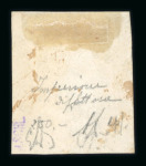 1859 1 Gr. Plate I, greyish olive-brown (bruno oliva grigiastro), position 84 showing retouch (line at top of head), with four margins. Fine used example.  Expertise: Signed "ED" and "AD".