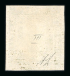 1859 1 Gr. Plate III, dark olive-green (verde oliva scuro), porous paper (PA), group of five used examples with good to fine margins. An attractive study group of this scarce plate and shade.