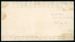 1859 1 Gr. Plate III, olive-green (verde oliva), horizontal pair with good margins all round, on large part entire to Piedimonte. Cancelled by a single central strike of the framed handstamp, contrary to regulations, wit