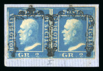 Stamp of Italian States » Sicily » 2 Grana, Plate I » Stamps Sicily 1859 2 Gr. plate I, ultramarine (azzurro oltremare), used pair