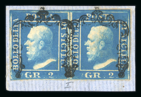 Stamp of Italian States » Sicily » 2 Grana, Plate I » Stamps Sicily 1859 2 Gr. plate I, ultramarine (azzurro oltremare), used pair