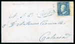 Stamp of Italian States » Sicily » 2 Grana, Plate I » Covers Sicily 1859 (30.1) Cover from Modica to Catania, bearing single 1859 2 Gr. plate I, cobalt (cobalto)