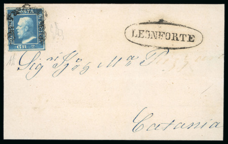 Stamp of Italian States » Sicily » 2 Grana, Plate I » Covers Sicily 1859 Cover from Leonforte to Catania, franked 1859 2 Gr. plate I, dark cobalt (cobalto scuro)