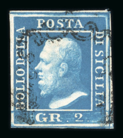Stamp of Italian States » Sicily » 2 Grana, Plate I » Stamps Sicily 1859 2 Gr. plate I, dark cobalt (cobalto scuro), position 14, used