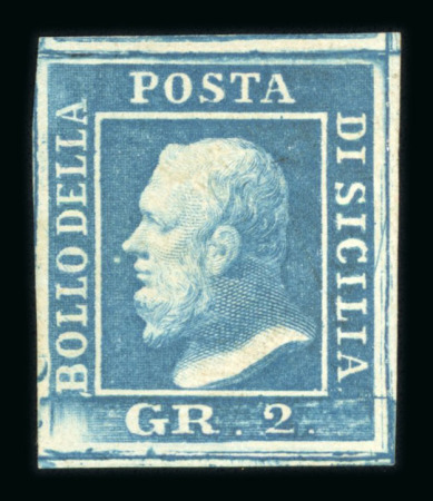 Stamp of Italian States » Sicily » 2 Grana, Plate I » Stamps Sicily 1859 2 Gr. plate I, porous paper (NA) blue (azzurro), position 41, mint
