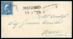 Stamp of Italian States » Sicily » 2 Grana, Plate I » Covers Sicily 1859 Cover front to Bronti, bearing single franking of the 1859 2 Gr. plate I, bright blue (azzurro vivo), with oval-framed S.AGATA V.D. depatch and Messina transit alongside, fine and scarce.