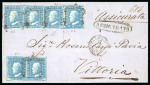 Stamp of Italian States » Sicily » 2 Grana, Plate I » Covers Sicily 1859 2Gr plate I, azzurro chiaro white paper, pair and strip of four registered entire