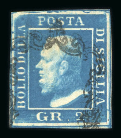 Stamp of Italian States » Sicily » 2 Grana, Plate I » Stamps Sicily 1859 2 Gr. plate I, dark cobalt (cobalto scuro), position 1, used
