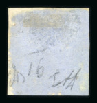 Stamp of Italian States » Sicily » 2 Grana, Plate I » Stamps Sicily 1859 2Gr. plate I, white paper (PA), blue (azzurro), position 91, used showing blurred print (stampe smosse)