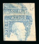 Stamp of Italian States » Sicily » 2 Grana, Plate I » Stamps Sicily 1859 2 Gr. plate I, bright blue (azzuro vivo), used, showing on the reverse a dramatic offset
