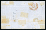 1859 2 Gr. Plate I, blue (azzurro), position 8 showing retouch, with close to good margins, tied to cover from Licata to Naples. Endorsed "Col Vapore", with faint oval LICATA despatch handstamp, Palermo transit marking, 