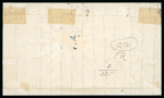 1859 2 Gr. Plate I, blue (azzurro), non-porous paper (NA), position 84 showing retouch, on entire dated May to Palermo. Tied by framed cancellation, with red oval-framed ALCAMO despatch handstamp and Palermo arrival cds 