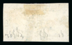 1859 2 Gr. Plate I, blue (azzurro), horizontal pair, positions 91 and 92, both showing retouches. Fine used multiple.   A scarce and desirable multiple, displaying two adjacent retouched positions in a single piece.  Exp