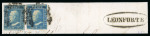 1859 2 Gr. Plate II, cobalt-blue (cobalto) and dark cobalt-blue (cobalto scuro), positions 63 and 75, used together on fragment with oval LEONFORTE despatch hs alongside, with close to good margins.   A scarce and attrac