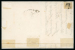 1859 2 Gr. Plate II, bright blue (azzurro vivo), non-porous paper (NA), position 57 showing retouch, with good to close margins, on entire dated 9 May to Palermo.   A fine and rare item, clearly displaying this notable r