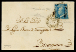 Stamp of Italian States » Sicily » 2 Grana, Plate II » Covers Sicily First Day Usage January 1st, 1859 : 1859 (1 Gen) 2Gr. ultramarine (azzure oltremare) cover front from Palermo to Bisacquino 