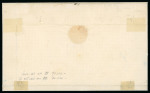 1859 2 Gr. Plate II, bright blue (azzurro vivo), horizontal pair showing interspazio di gruppo, the left-hand stamp being position 45 with retouch, on 1860 folded cover to Comiso.  A scarce and highly desirable multiple,
