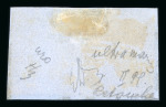 1859 2 Gr. Plate II, ultramarine (azzurro oltremare), two examples on small fragment, one stamp being position 83 showing retouch