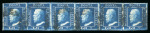 Stamp of Italian States » Sicily » 2 Grana, Plate III » Stamps Sicily 1859 2 Gr. plate III, very dark blue (azzurro scurissimo) used horizontal strip of six, believed to be the largest recorded used multiple of this shade