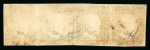 1859 2 Gr. Plate III, greenish-blue (azzurro verdastro), horizontal strip of four, position 34-37, showing interspazio di gruppo, with good to large margins. Fine used example.   A rare and attractive multiple, particula