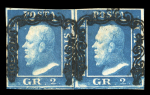 Sicily 1859 2Gr plate III azzurro vivo horizontal pair used