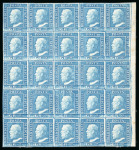 Stamp of Italian States » Sicily » 2 Grana, Plate III » Stamps Sicily 1859 2 Gr. plate III, light blue (azzurro chiaro), mint with original white gum, a right-hand sheet marginal block of twenty-five