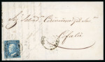 Stamp of Italian States » Sicily » 2 Grana, Plate III » Covers Sicily 1859 2Gr plate III azzurro Palermo to cefalu cover only cancelled  Palermo Partenza