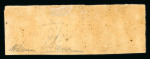 1859 5 Gr. Plate I, blood-red (rosso sangue), left-hand sheet marginal horizontal strip of three, positions 21-23, with slightly rough but generally good margins. Fresh mint multiple with original brownish gum.  A rare a