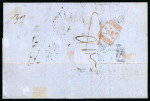 Stamp of Italian States » Sicily » 5 Grana, Plate I » Covers Sicily A unique unrecorded franking    1860 (2.1) Folded letter sheet from Messina to Genova, franked 10 Gr. dark blue (azzuro cupo), 5 Gr. horizontal strip of four, plate I, carmine (carminio) and bottom marginal 2 Gr. 