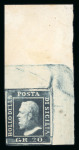 Stamp of Italian States » Sicily » 20 Grana » Stamps 1859 20 Gr. dark slate (ardesia scuro), mint with original whitish gum, top right corner sheet marginal with very large uncut top margin, fresh, exceptionally fine exhibition showpiece, unusual in this state.