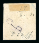 1859 20 Gr., dark slate (ardesia scuro), position 56, with four good even margins. Two light wrinkles. Fresh used example.  A scarce and attractive example of this desirable shade, displaying excellent colour and overall