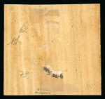 1859 50 Gr., dark violet-brown lake (lacca bruno scuro violaceo), left sheet marginal block of four, the upper right stamp, position 62, showing the double engraving variety. Fresh mint multiple with original brownish gu