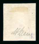 1859 50 Gr., brown-lake (lacca bruno), position 62 showing the double engraving variety, with four clear even margins. Fine used example.  A rare and highly attractive example of this celebrated printing variety, display
