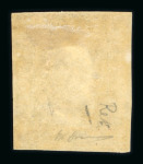 1859 50 Gr., brown-lake (lacca bruno), position 93 showing retouch (beneath the lower right “5”), with four good even margins. Fresh mint example with original brownish gum.  A scarce and highly attractive example of thi