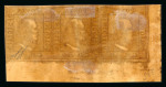 1859 50 Gr., brown-lake (lacca bruno), bottom left corner sheet marginal horizontal strip of three including the retouch at position 93, with close to good margins. Fresh mint multiple with original brownish gum. Some st