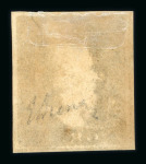 1859 1 Gr. Plate I, intense rusty-brown (bruno ruggine intenso), position 18 showing the retouch beneath the chin, with four good to large margins. Very fine used example.  A scarce and particularly attractive example of