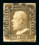 Stamp of Italian States » Sicily » 1 Grano, Plate I » Retouches Sicily 1859 1 Gr. plate I, intense rusty brown (bruno ruggine intenso), position 53 retouch