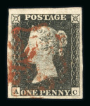 Stamp of Great Britain » 1840 1d Black and 1d Red plates 1a to 11 1840 1d black pl.2, AC, from the top of the sheet with