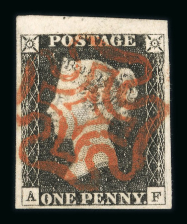 Stamp of Great Britain » 1840 1d Black and 1d Red plates 1a to 11 1840 1d black pl.3, AF, marginal example from the top