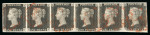 Stamp of Great Britain » 1840 1d Black and 1d Red plates 1a to 11 1840 1d black pl.3, HG-HL  horizontal strip of six,