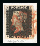 Stamp of Great Britain » 1840 1d Black and 1d Red plates 1a to 11 1840 1d black pl.1b, BI, with large balanced margins,
