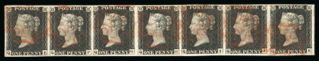 Stamp of Great Britain » 1840 1d Black and 1d Red plates 1a to 11 1840 1d black pl.1b, QE-QK horizontal strip of seven
